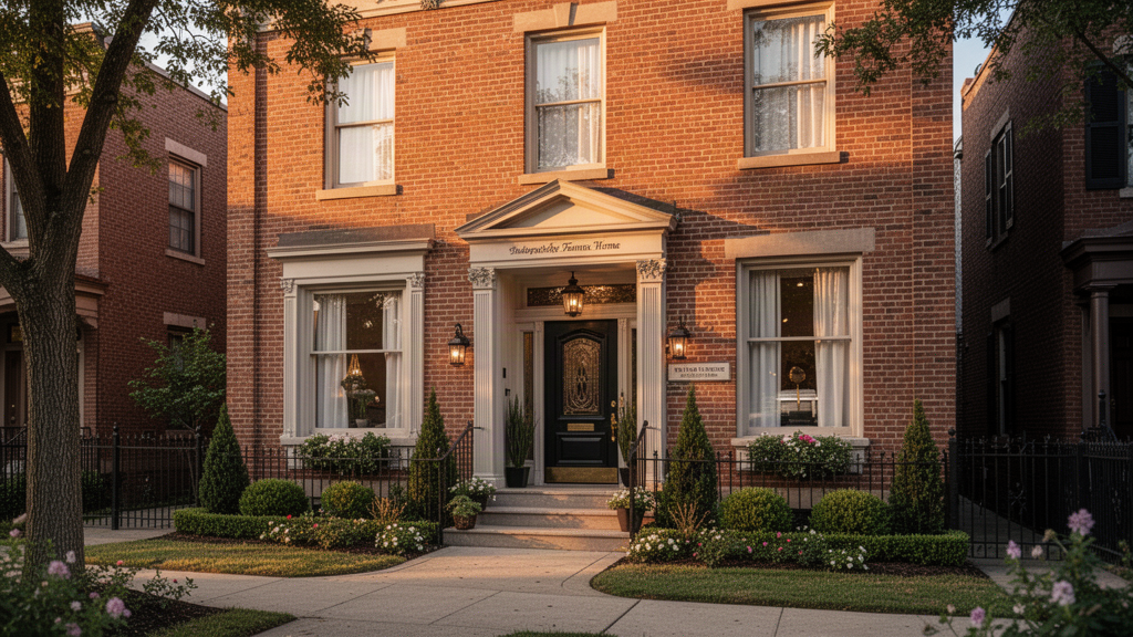 Welcoming independent funeral home exterior